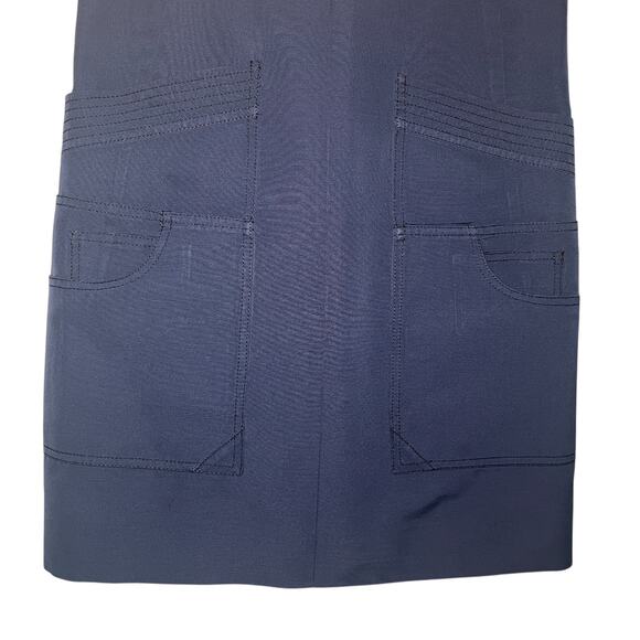 Derek Lam Wool Silk Blend Patch Pocket Sleeveless Shift Mini Dress Navy Size 0 - Picture 5 of 7